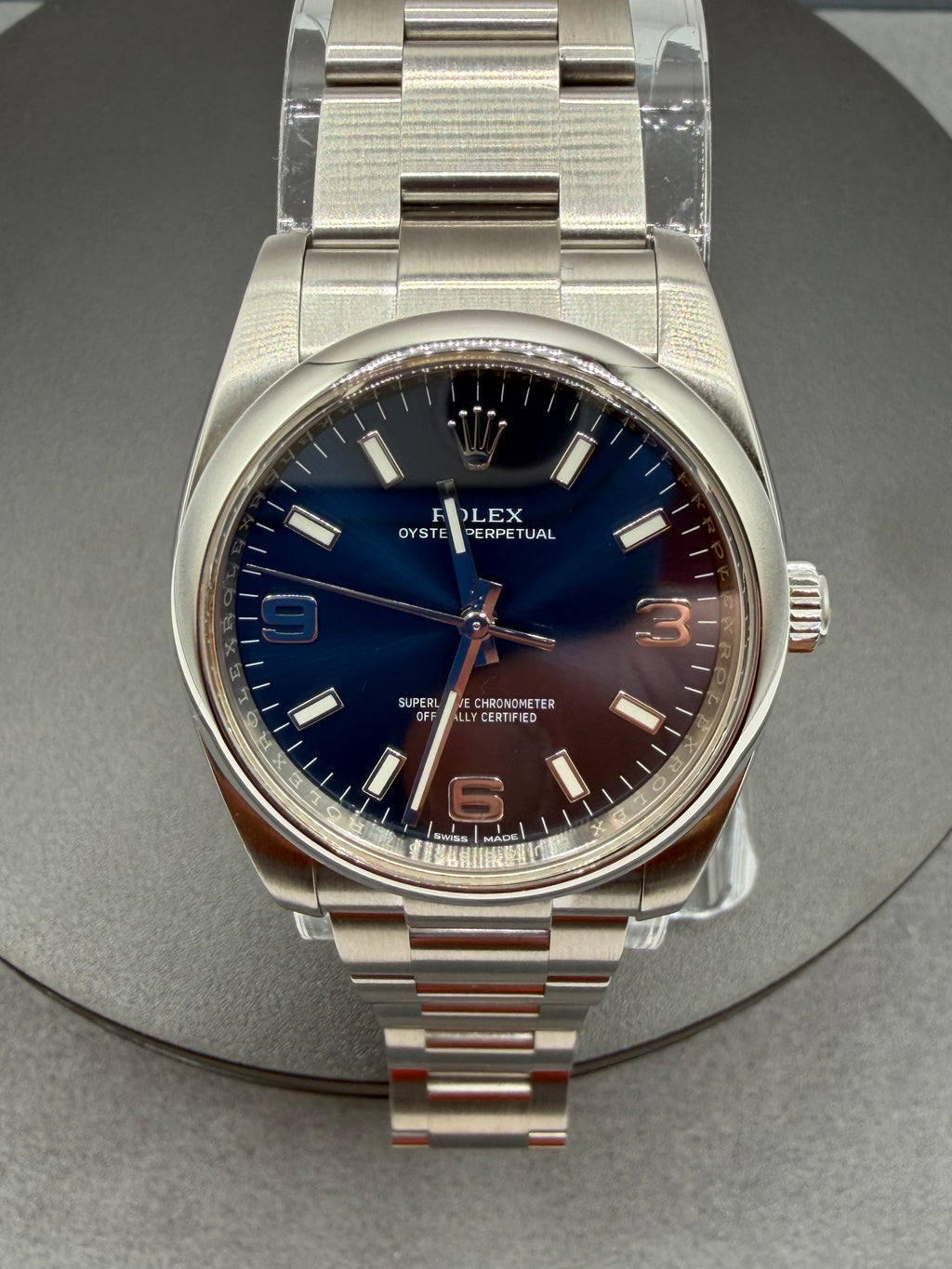 Rolex Oyster Perpetual 34MM Blue Dial Oyster Bracelet - Reference #114200