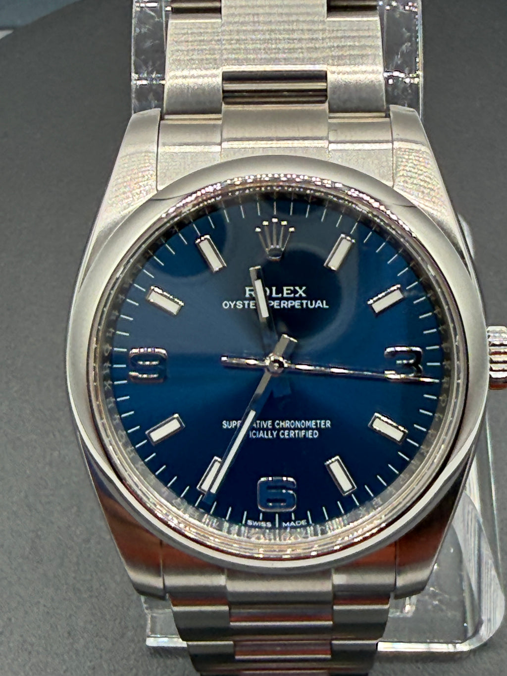 Rolex Oyster Perpetual 34MM Blue Dial Oyster Bracelet - Reference #114200