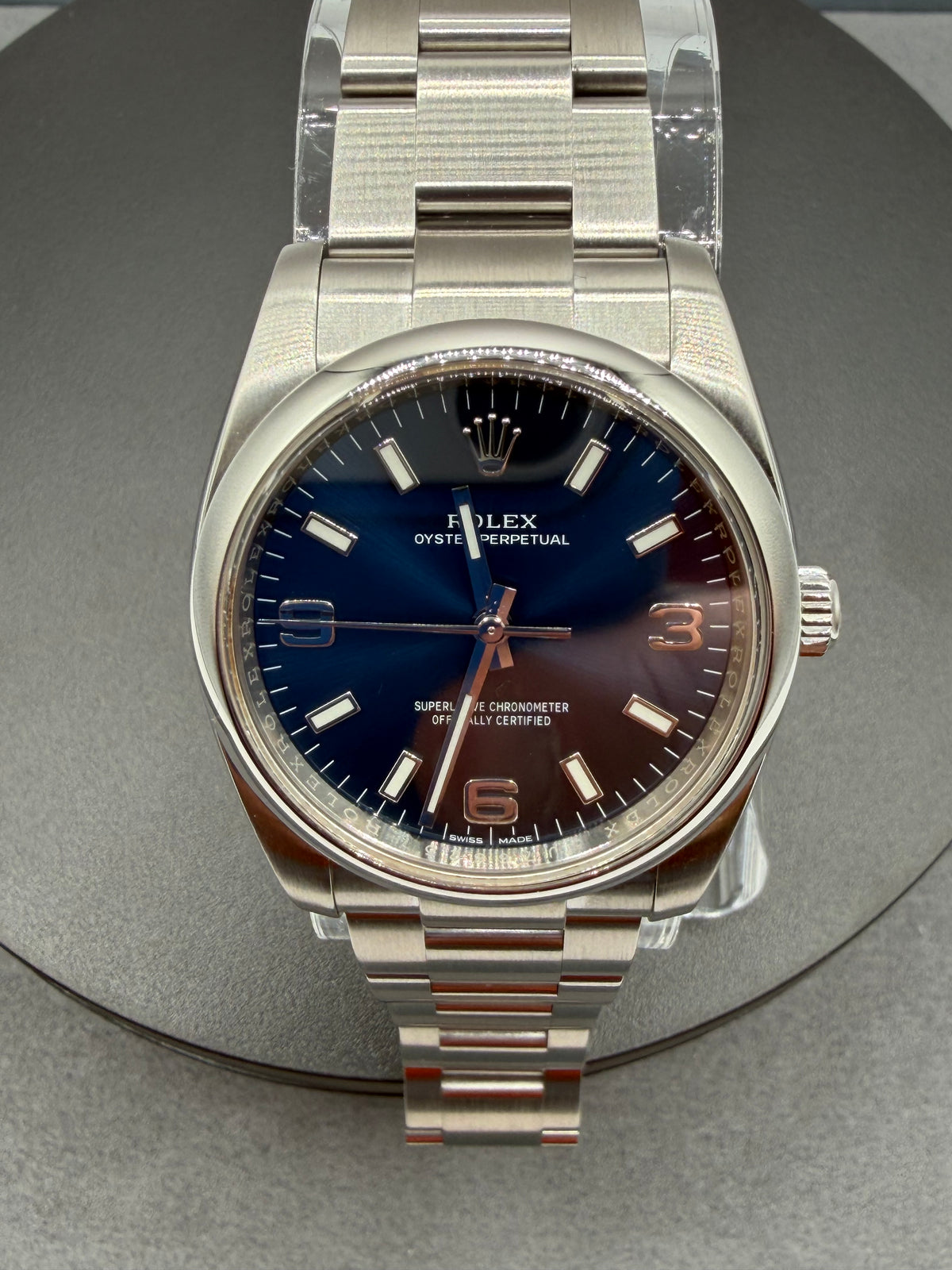 Rolex Oyster Perpetual 34MM Blue Dial Oyster Bracelet - Reference #114200