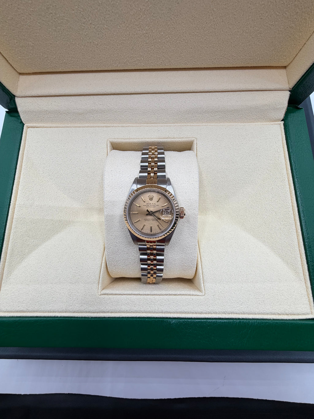 1990 Rolex Lady-Datejust 26MM Champagne Linen Dial Two-Tone Jubilee Bracelet 69173