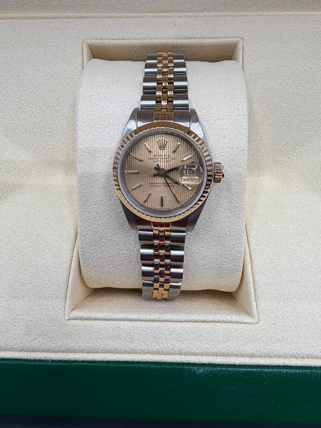 1990 Rolex Lady-Datejust 26MM Champagne Linen Dial Two-Tone Jubilee Bracelet 69173