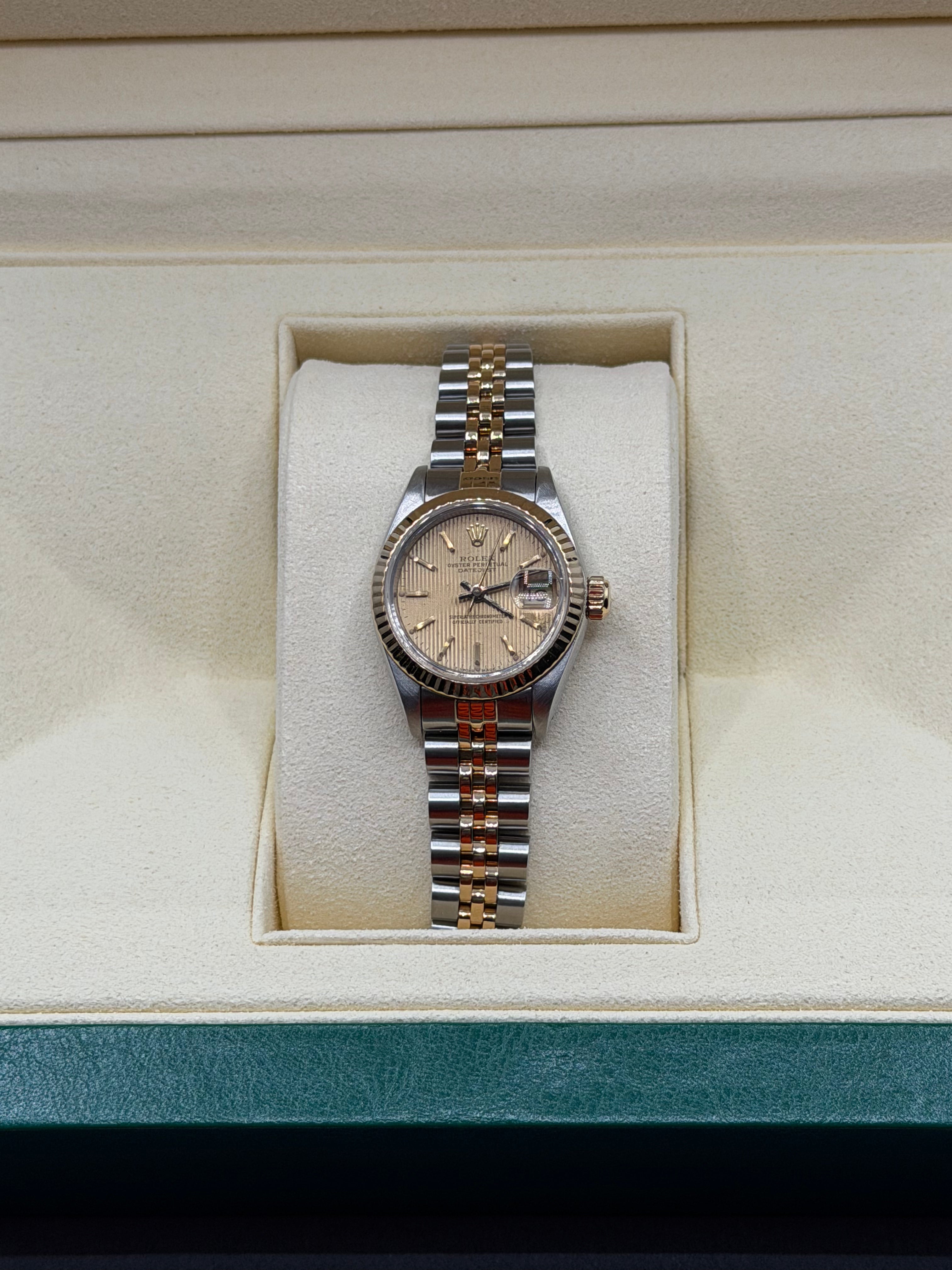 1990 Rolex Lady-Datejust 26MM Champagne Linen Dial Two-Tone Jubilee Bracelet 69173