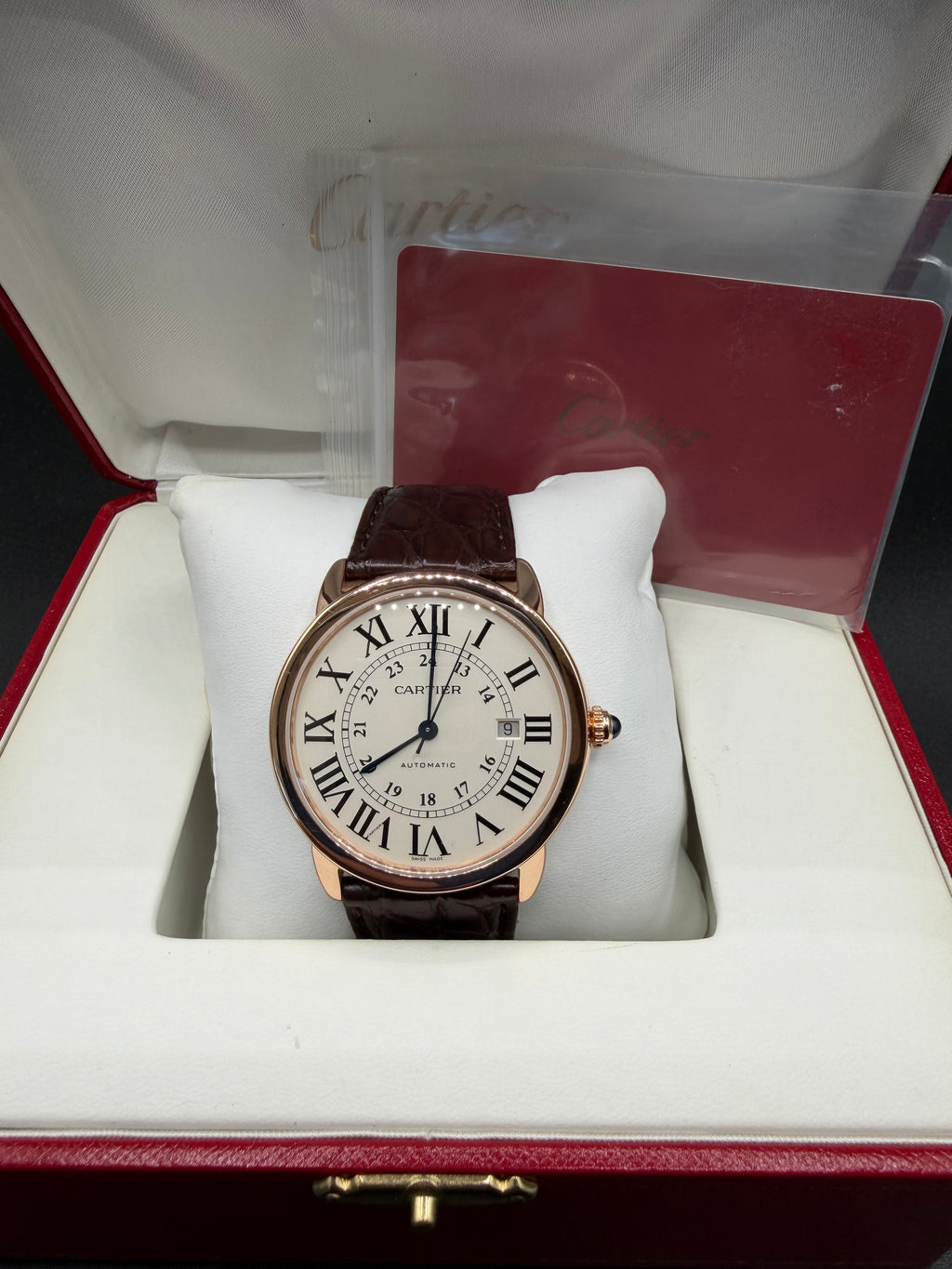 2018 Cartier Ronde Solo XL 42mm 18K Rose Gold Silver Dial W6701009 – Box & Papers