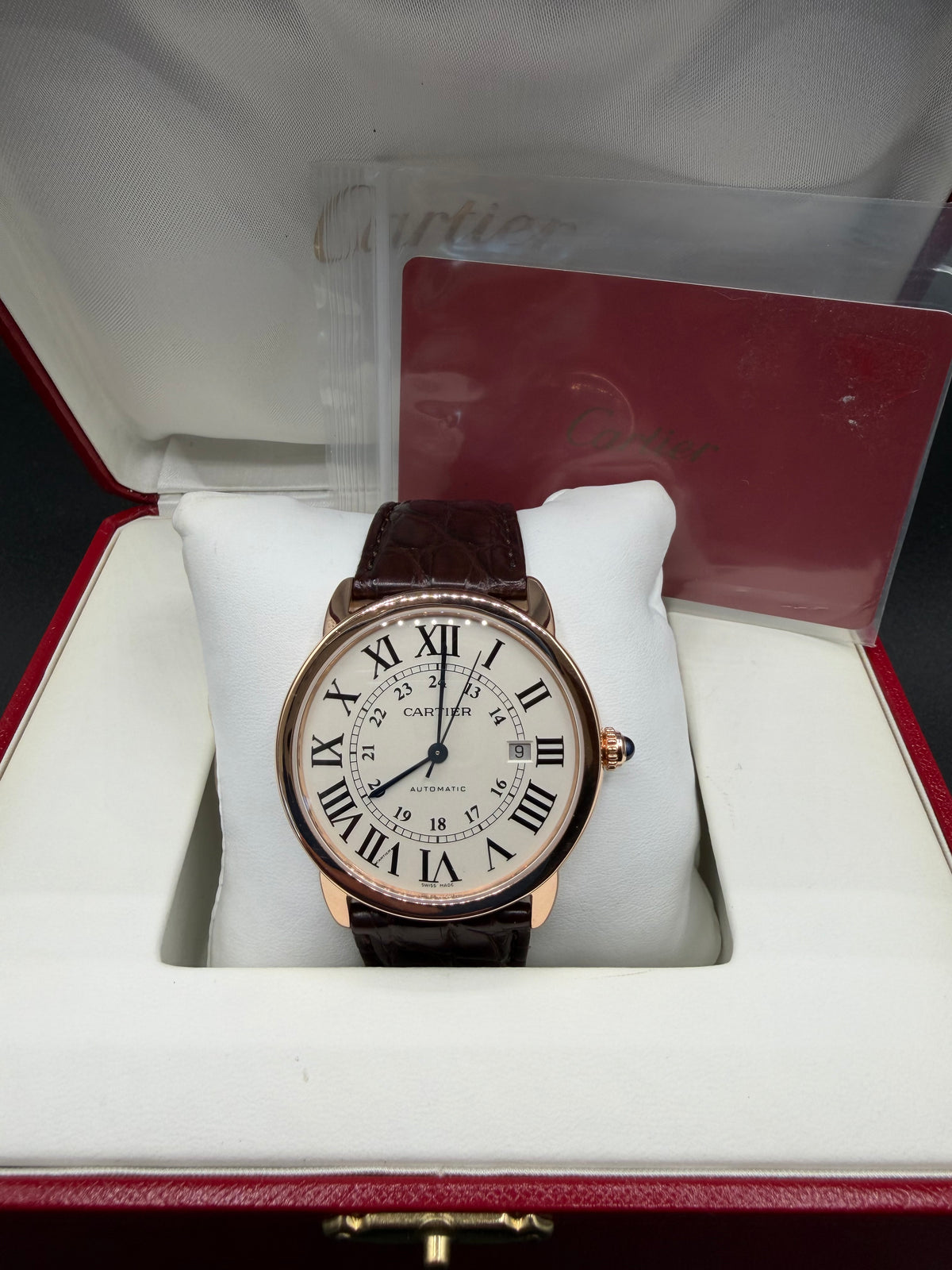 2018 Cartier Ronde Solo XL 42mm 18K Rose Gold Silver Dial W6701009 – Box & Papers