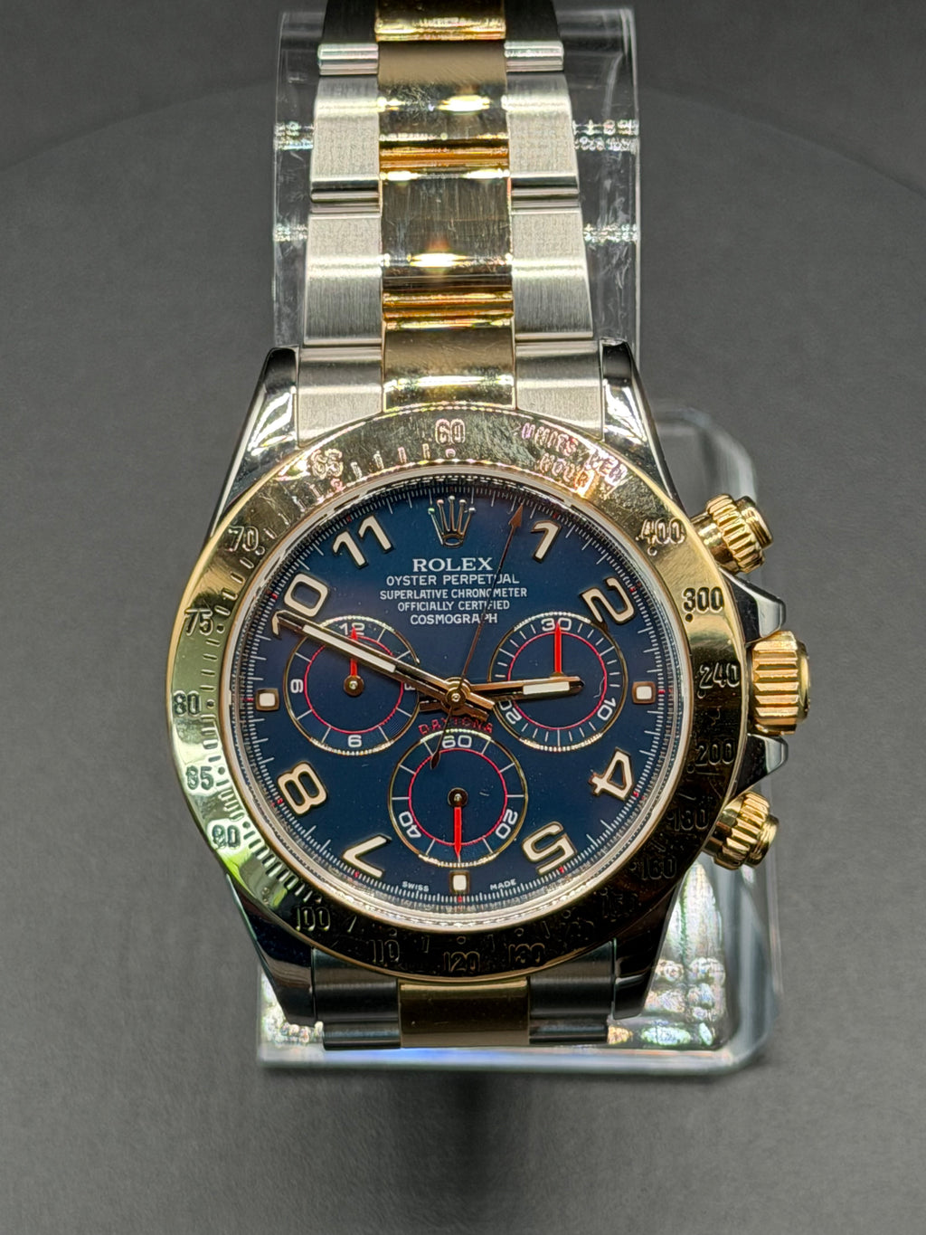 Rolex Daytona 116523 40mm Blue Racing Dial Two-Tone 18K Yellow Gold & Stainless Steel