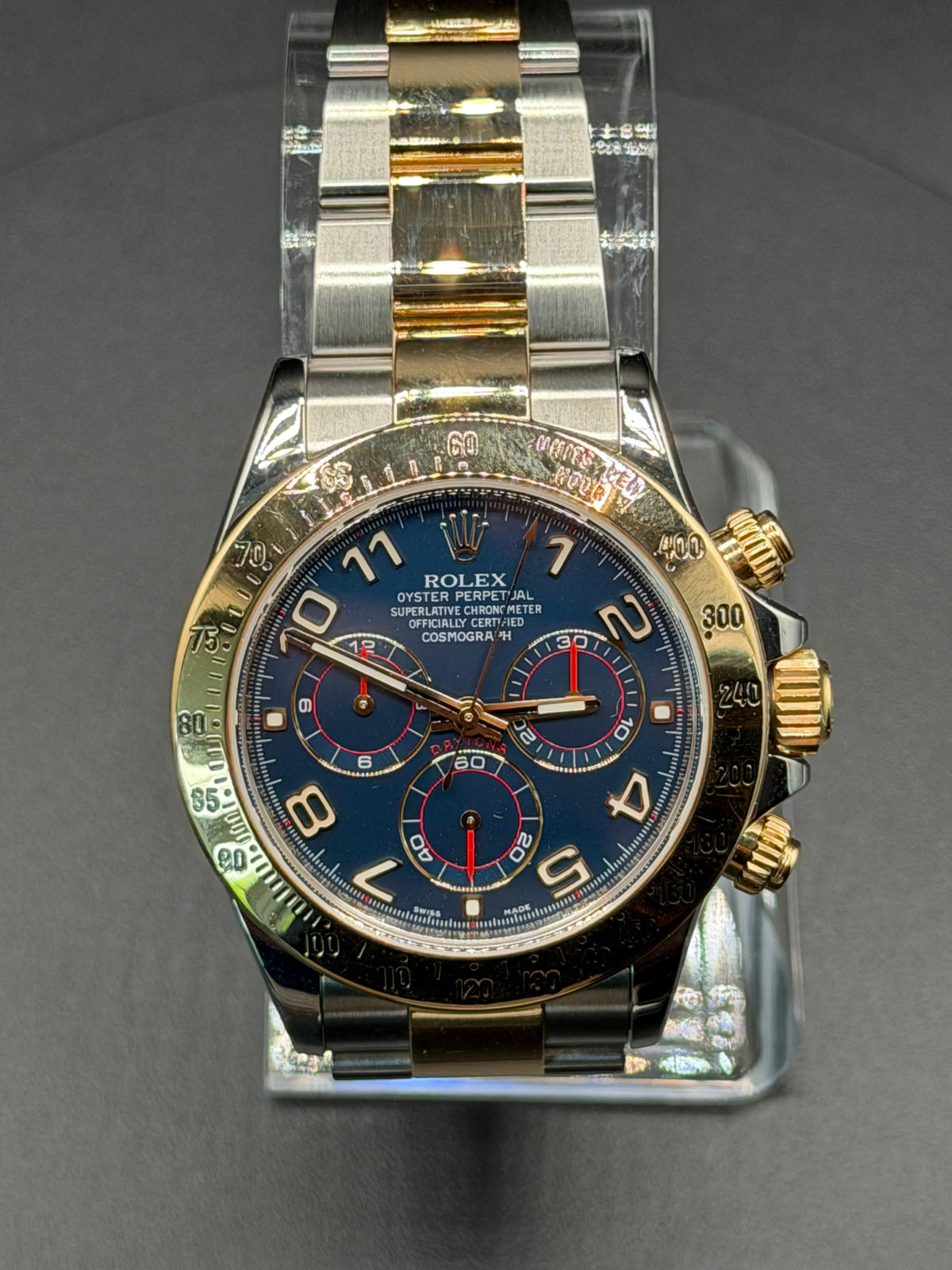 Rolex Daytona 116523 40mm Blue Racing Dial Two-Tone 18K Yellow Gold & Stainless Steel