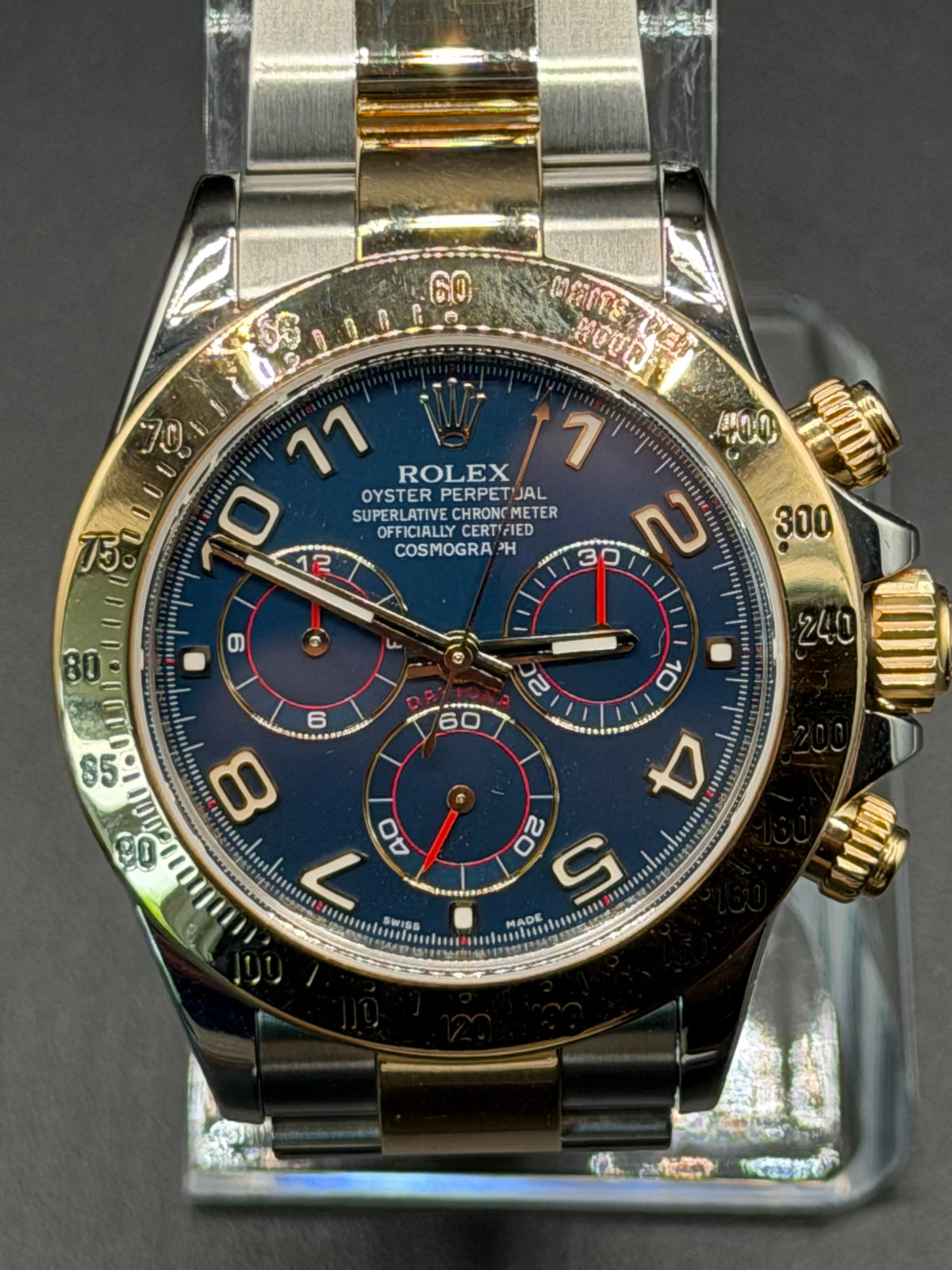 Rolex Daytona 116523 40mm Blue Racing Dial Two-Tone 18K Yellow Gold & Stainless Steel