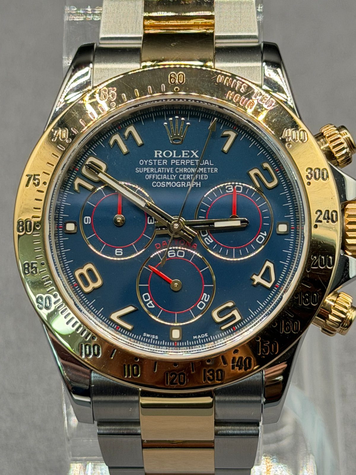 Rolex Daytona 116523 40mm Blue Racing Dial Two-Tone 18K Yellow Gold & Stainless Steel