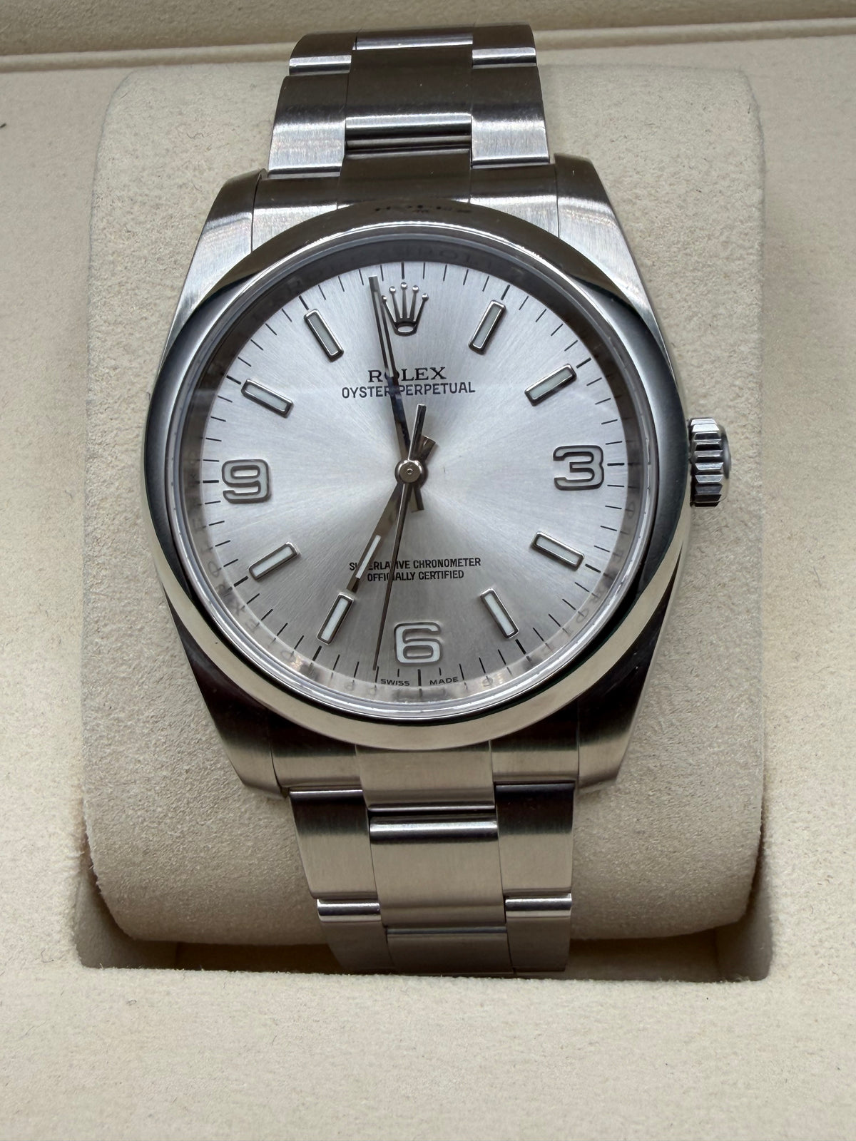 2008 Rolex Oyster Perpetual 36 Silver 3-6-9 Dial 116000 – Box & Papers – Authenticated