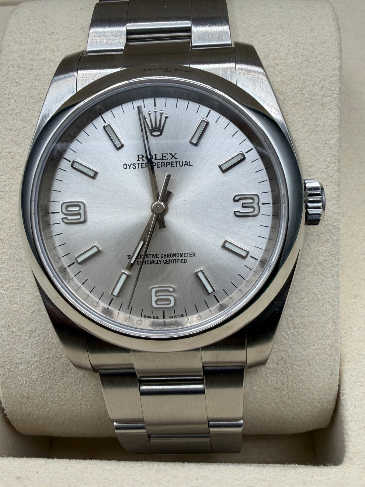 2008 Rolex Oyster Perpetual 36 Silver 3-6-9 Dial 116000 – Box & Papers – Authenticated