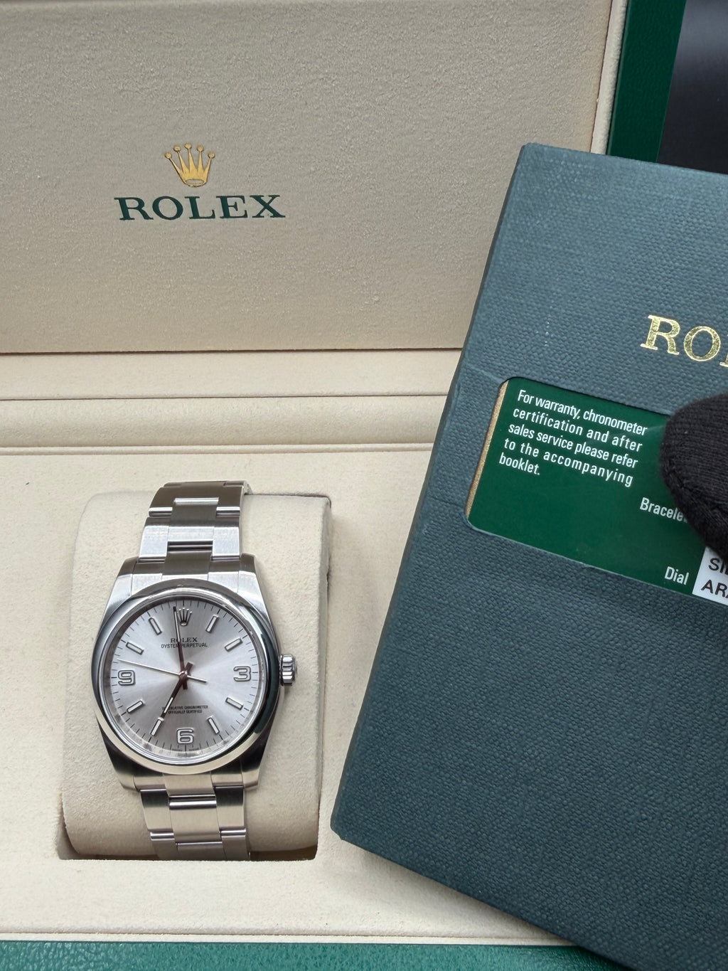 2008 Rolex Oyster Perpetual 36 Silver 3-6-9 Dial 116000 – Box & Papers – Authenticated