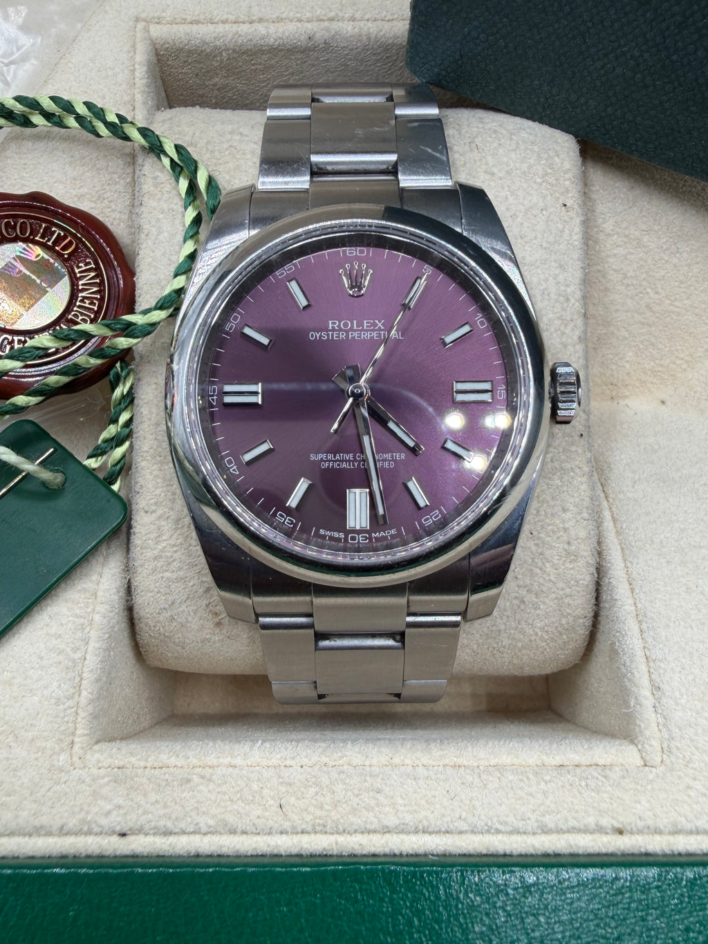2015 Rolex Oyster Perpetual 36mm Red Grape Dial – 116000 – Box & Papers