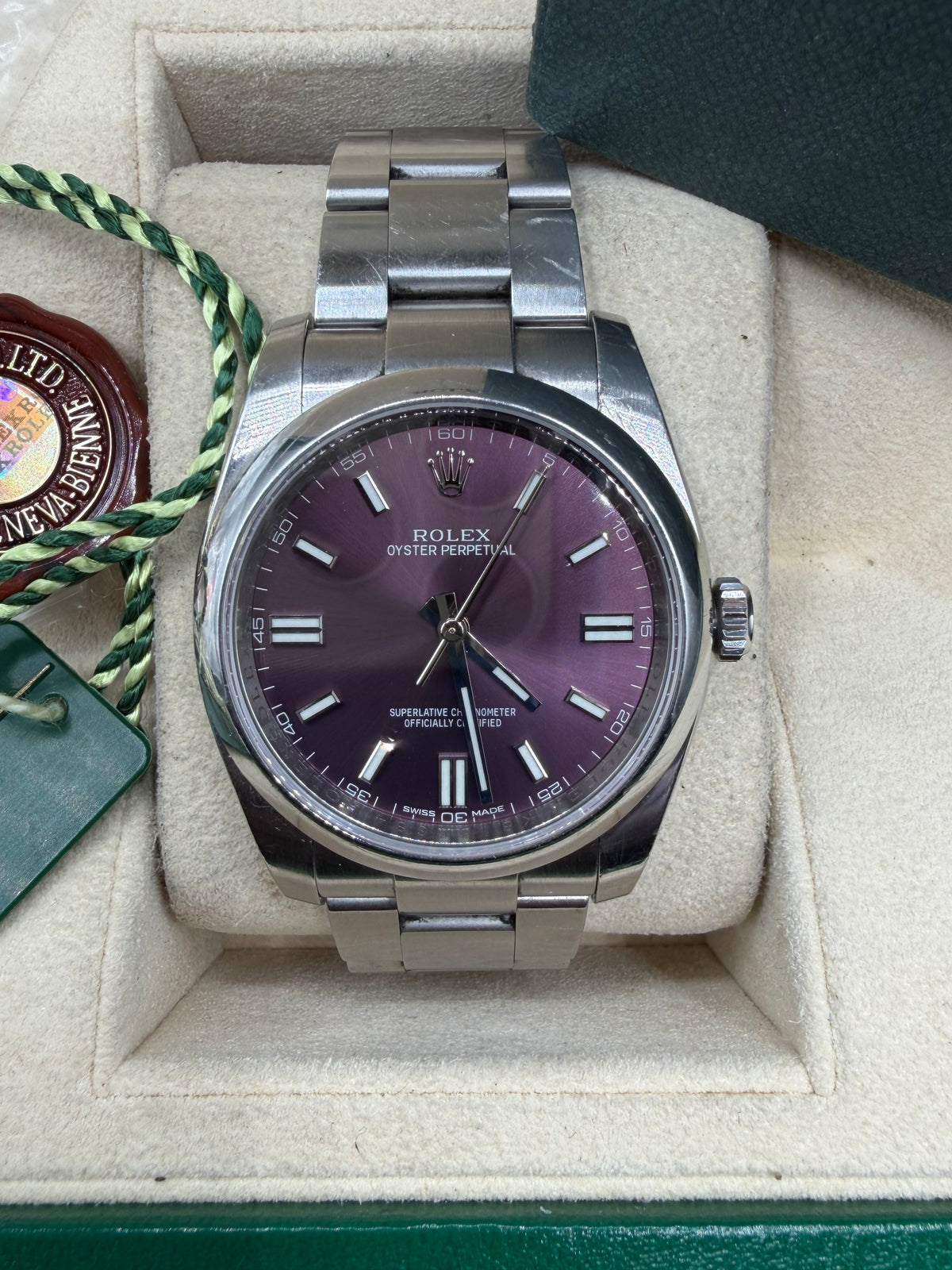 2015 Rolex Oyster Perpetual 36mm Red Grape Dial – 116000 – Box & Papers