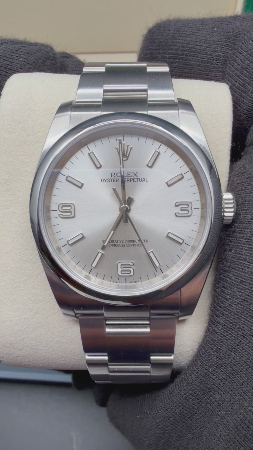 2008 Rolex Oyster Perpetual 36 Silver 3-6-9 Dial 116000 – Box & Papers – Authenticated