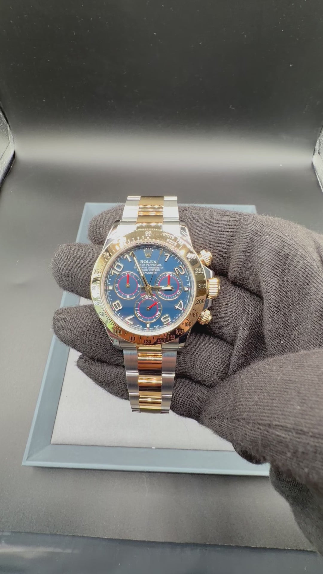 Rolex Daytona 116523 40mm Blue Racing Dial Two-Tone 18K Yellow Gold & Stainless Steel