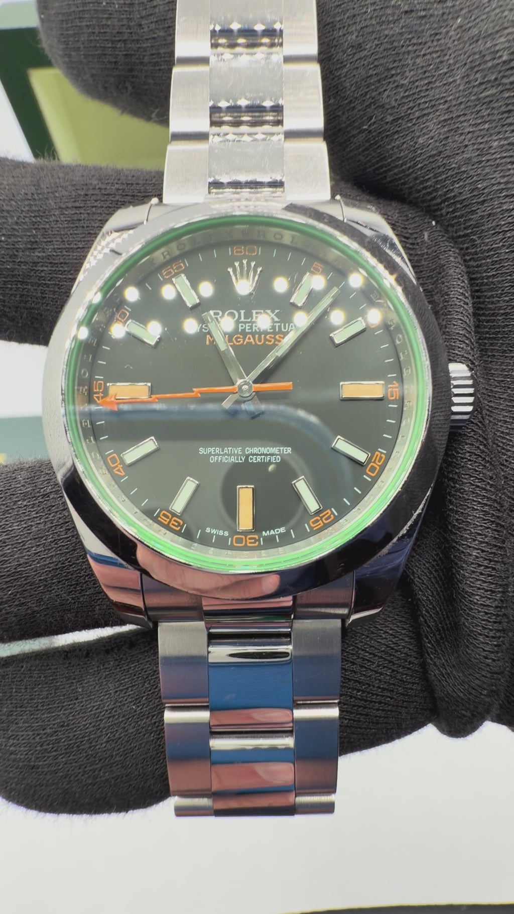 2011 Rolex Milgauss 40MM Black Dial Stainless Steel Oyster Bracelet – Reference 116400 – Complete Full Set