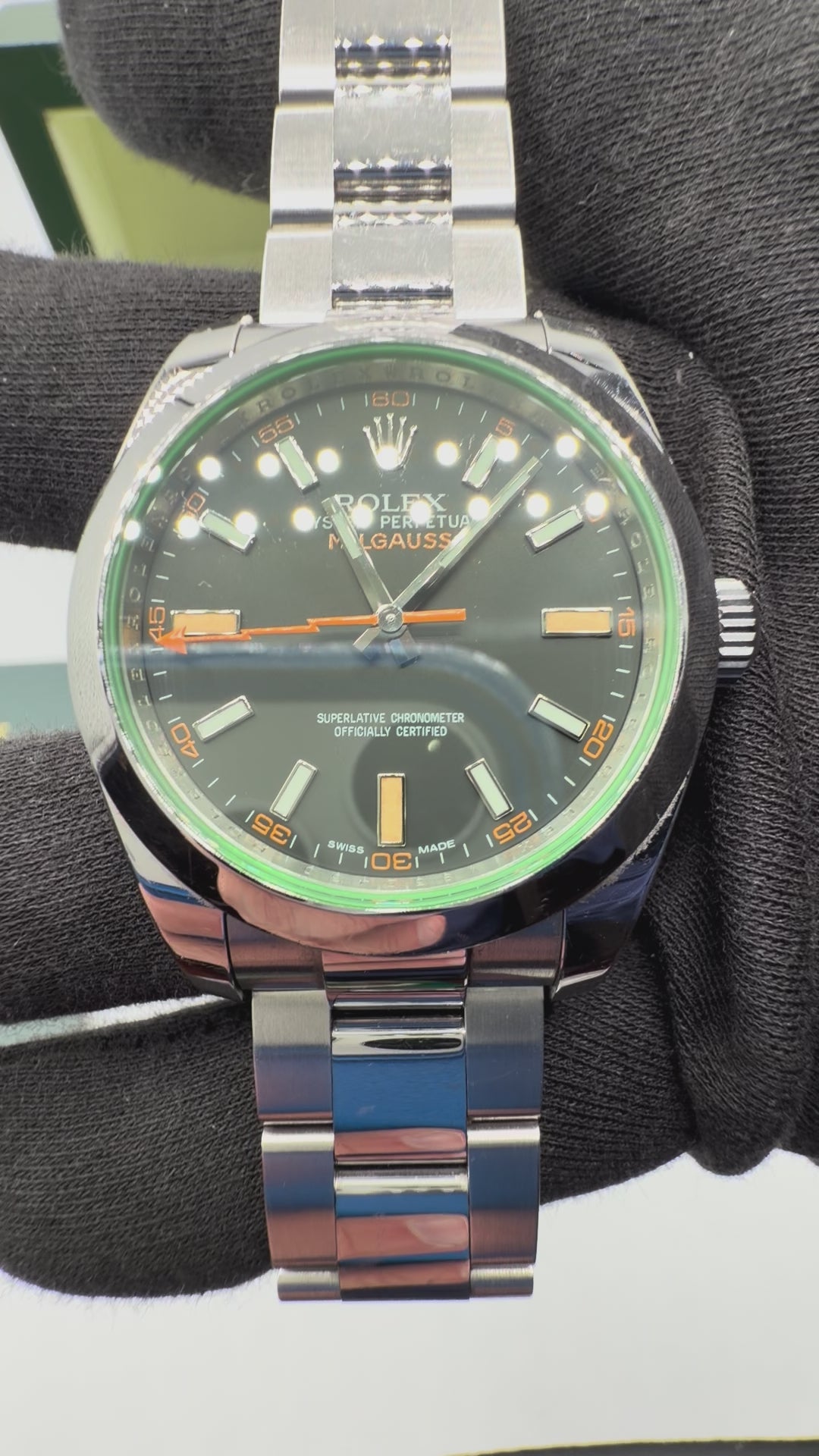 2011 Rolex Milgauss 40MM Black Dial Stainless Steel Oyster Bracelet – Reference 116400 – Complete Full Set