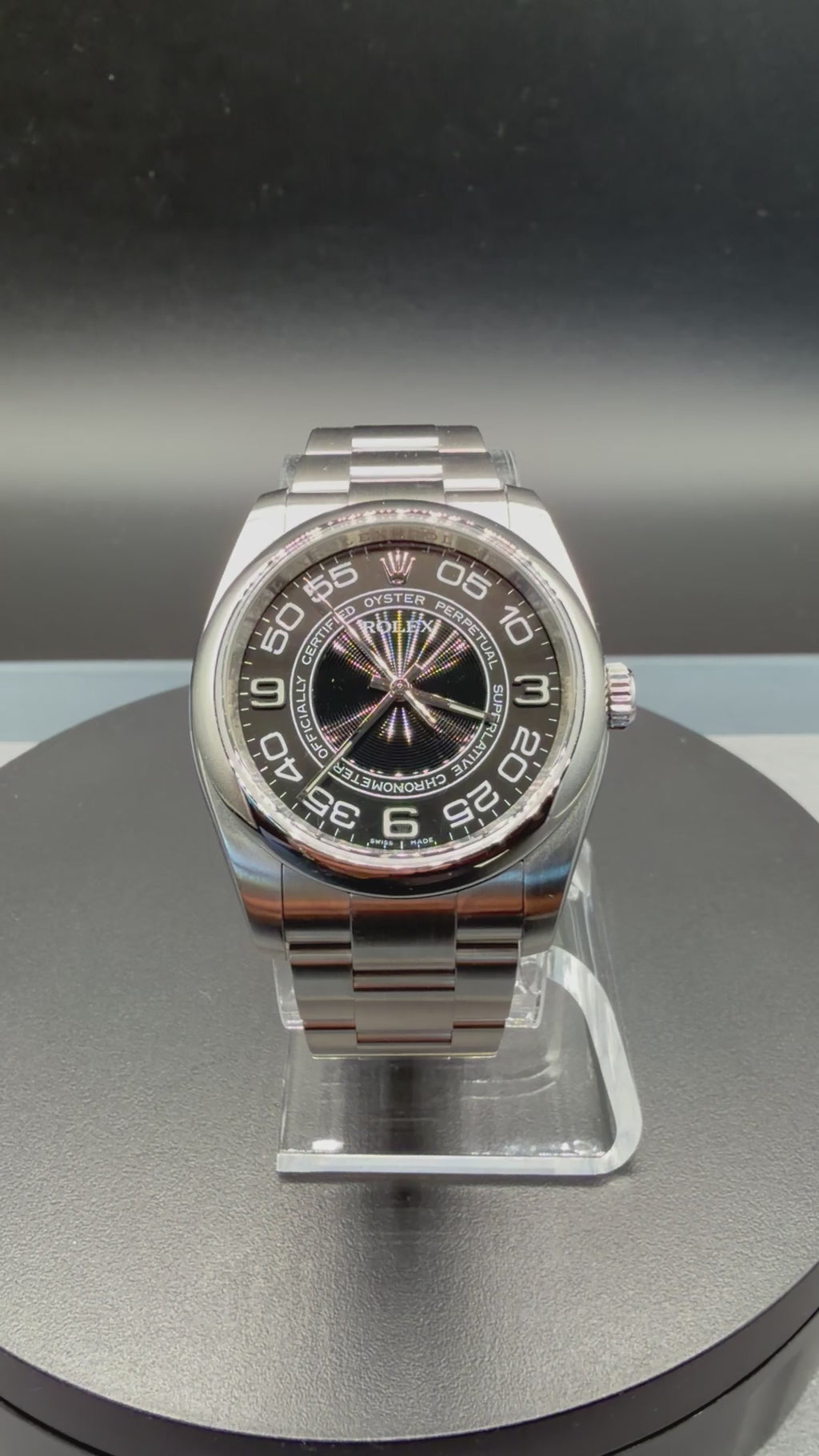 Rolex Oyster Perpetual 36mm Rare Black Concentric Dial – Ref. 116000 – Authenticated
