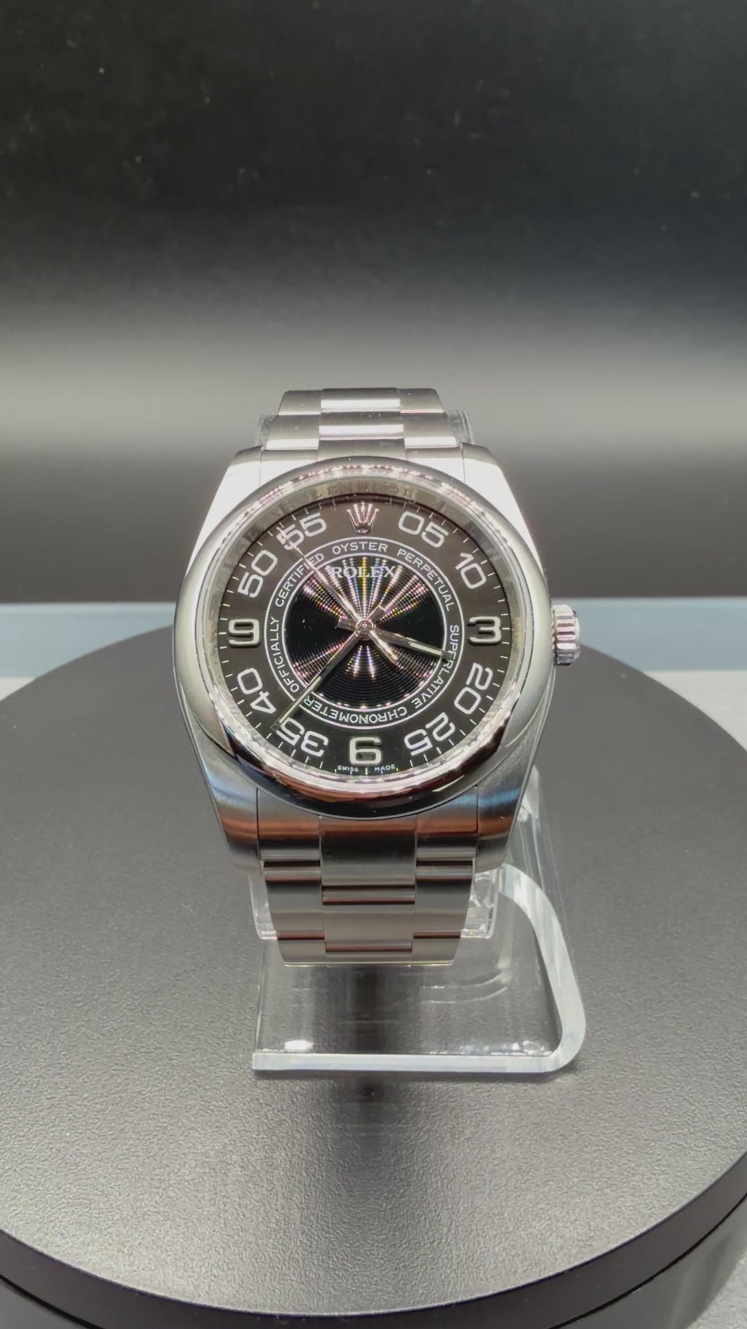Rolex Oyster Perpetual 36mm Rare Black Concentric Dial – Ref. 116000 – Authenticated